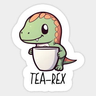 Cute Funny "Tea-Rex" Dinosaur Drawing Sticker